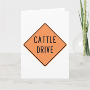 Cattle Drive Road Sign Card