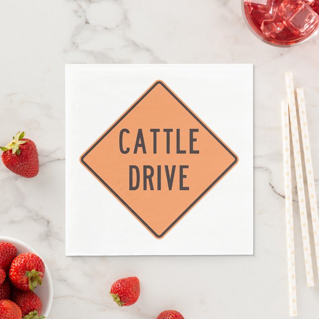 Cattle Drive Road Sign Napkin (Creator Uploaded)