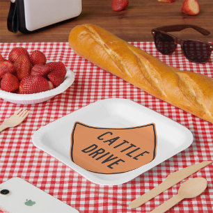 Cattle Drive Road Sign Paper Plate