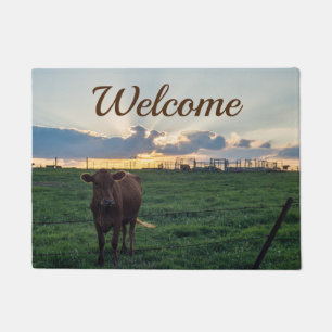Cattle Farm Sunset Welcome Doormat