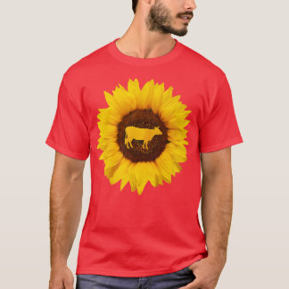 Cattle Gift For Women Men Cow Bull Farm Sunflower  T-Shirt