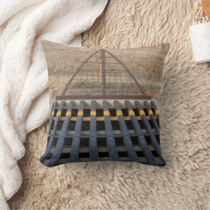 Cattle Grate Across Gravel Road. Wyoming, Western Cushion