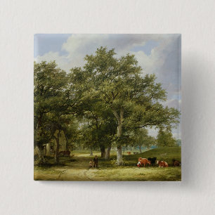 Cattle Grazing 15 Cm Square Badge