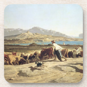 Cattle herding near Marseilles, 1853 (oil on canva Coaster