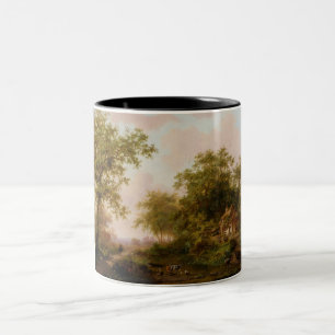 Cattle In A Summer Landscape Two-Tone Coffee Mug