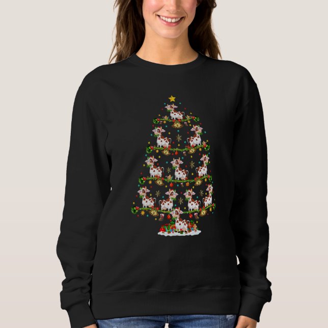 Cattle  Lights Xmas Santa Cattle Christmas Tree Sweatshirt (Front)