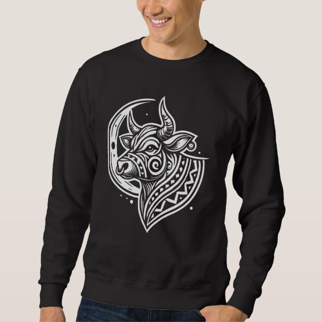 Cattle Livestock Farmer - Farming Cow Moon Phases Sweatshirt (Front)