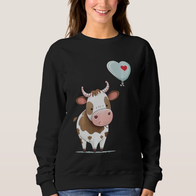 Cattle Love Heart for Valentines Day on Cow Lover Sweatshirt (Front)