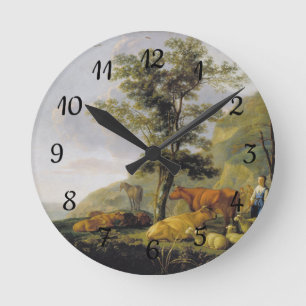 Cattle near a River Aelbert Cuyp Round Clock
