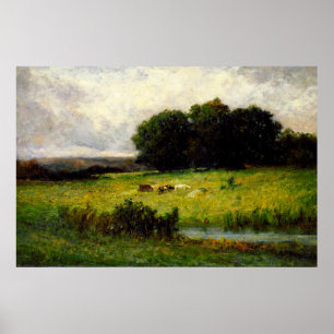 Cattle Near Stream - Edward Mitchell Bannister  Poster
