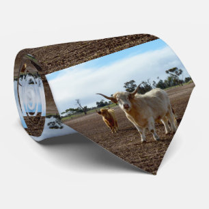 Cattle on the Loose: Highland Cows Wheat Heist Tie