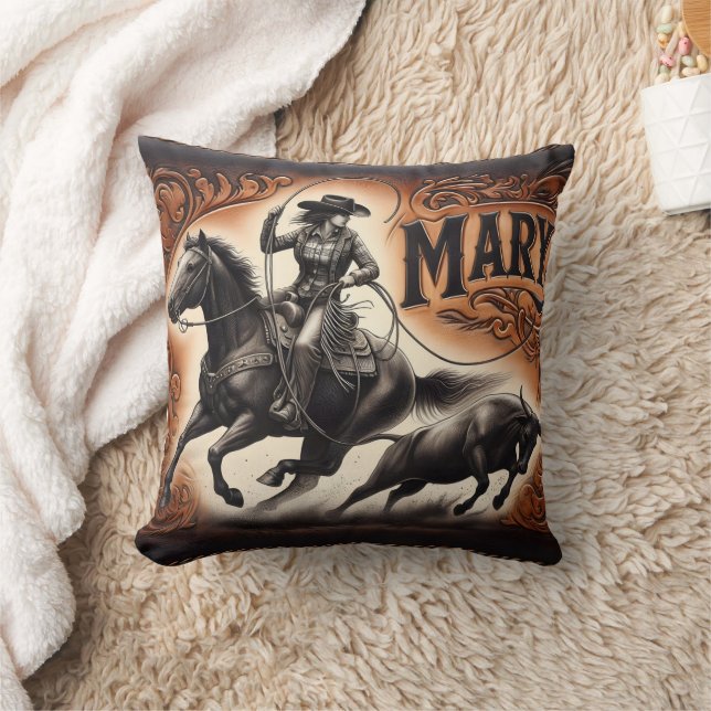 Cattle Roping at Local Rodeo Event Cushion (Blanket)