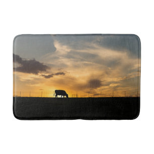 Cattle Sunset Silhouette Bath Mat