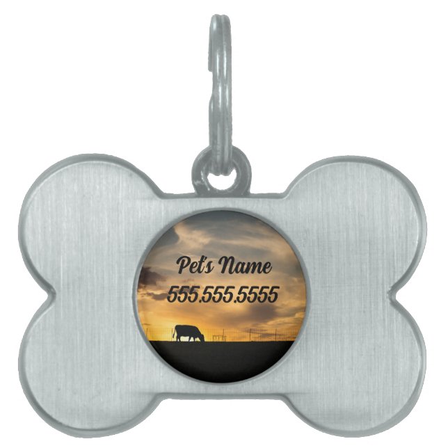 Cattle Sunset Silhouette Pet ID Tag (Front)