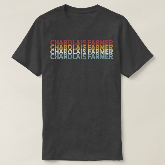 Cattle  Vintage Cow Charolais Farmer  T-Shirt (Design Front)