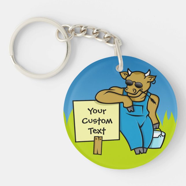 Cattle with Sign Keychain (Front)