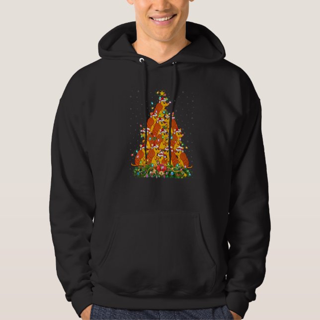 Cattle  Xmas Lights Santa Cattle Christmas Tree Hoodie (Front)