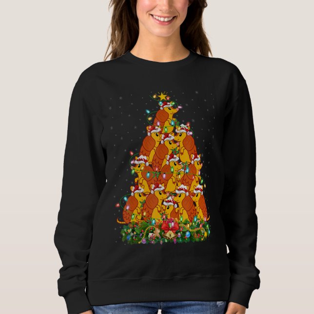Cattle   Xmas Lights Santa Cattle Christmas Tree Sweatshirt (Front)