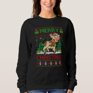 Cattle  Xmas Tree Lights Ugly Santa Cattle Christm Sweatshirt