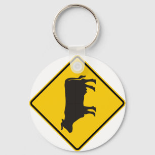 Cattle Zone Highway Sign Key Ring