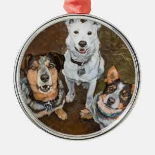 Cattledogs Cattle Dogs and Heelers Fine Art Metal Tree Decoration