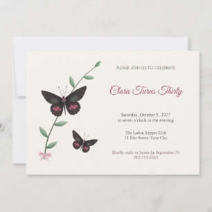 Cattleheart Butterfly 30th Birthday Invitation