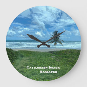 Cattlewash Beach, Barbados Large Clock