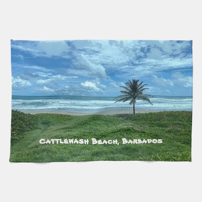 Cattlewash Beach, Barbados Tea Towel (Horizontal)