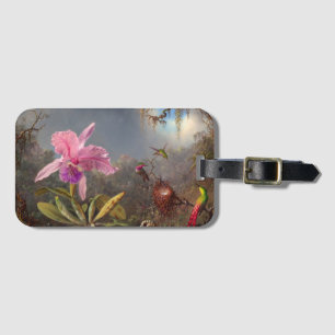 Cattleya Orchid and Three Hummingbirds by Heade Luggage Tag