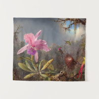 Cattleya Orchid and Three Hummingbirds by Heade