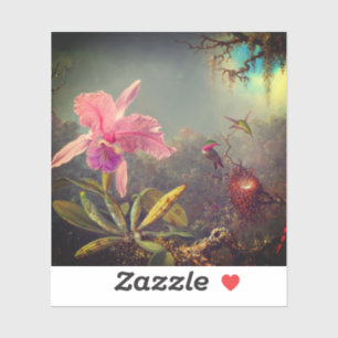 Cattleya Orchid and Three Hummingbirds Heade