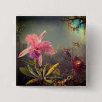 Cattleya Orchid and Three Hummingbirds Heade