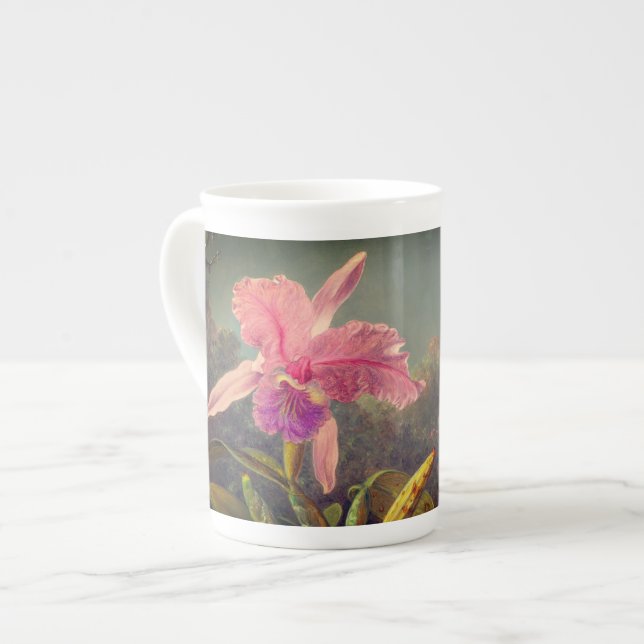 Cattleya Orchid and Three Hummingbirds Heade Bone China Mug (Front Left)