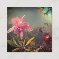 Cattleya Orchid and Three Hummingbirds Heade