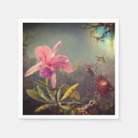 Cattleya Orchid and Three Hummingbirds Heade