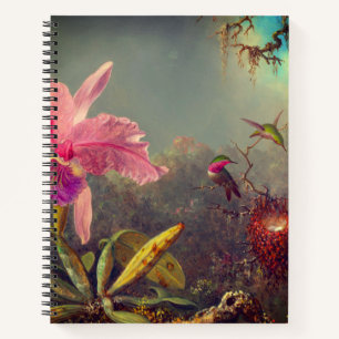 Cattleya Orchid and Three Hummingbirds Heade Notebook
