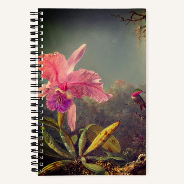 Cattleya Orchid and Three Hummingbirds Heade Notebook (Front)