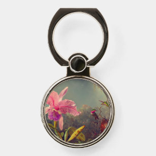 Cattleya Orchid and Three Hummingbirds Heade Phone Ring Stand