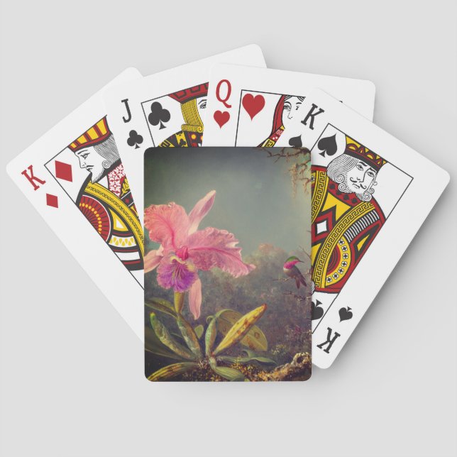 Cattleya Orchid and Three Hummingbirds Heade Playing Cards (Back)