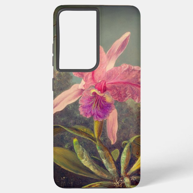 Cattleya Orchid and Three Hummingbirds Heade Samsung Galaxy S21 Ultra Case (Back)