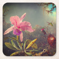 Cattleya Orchid and Three Hummingbirds Heade