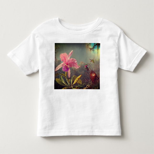Cattleya Orchid and Three Hummingbirds Heade Toddler T-Shirt (Front)