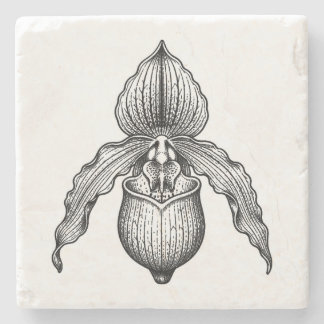 Cattleya Orchid Bloom Head Natural Stone Coaster