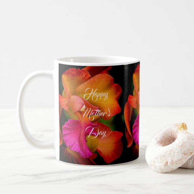 Cattleya Orchid Portrait Coffee Mug (With Donut)