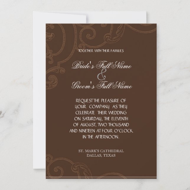 Cattleya Orchid Purple Brown - Wedding Invitation (Front)
