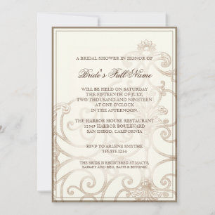 Cattleya Orchid taupe brown - Bridal Shower Invite