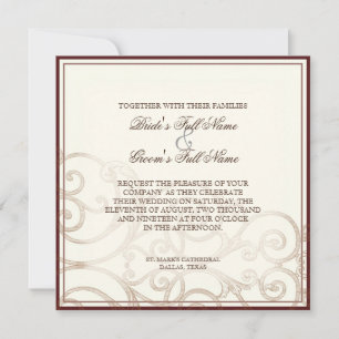 Cattleya Orchid taupe brown - Wedding Invitation