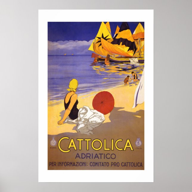 Cattolica Italy Vintage Travel Poster (Front)