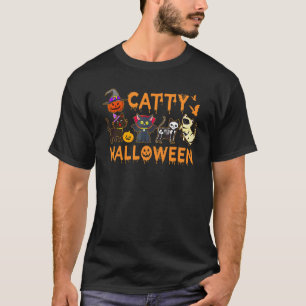 Catty Halloween Cat   Halloween Ghost Cat Apparel T-Shirt