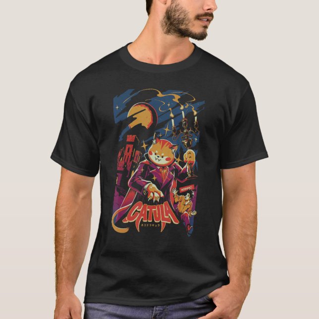 Catula The Vampire Dracula Monster Kitten  Meow Ca T-Shirt (Front)